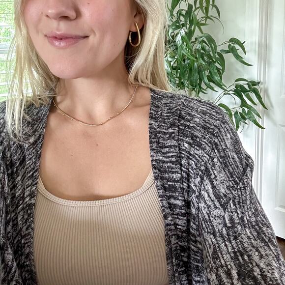 Maruca Novelo Open Front Kimono Duster Cardigan Heathered Black - Picture 6 of 7